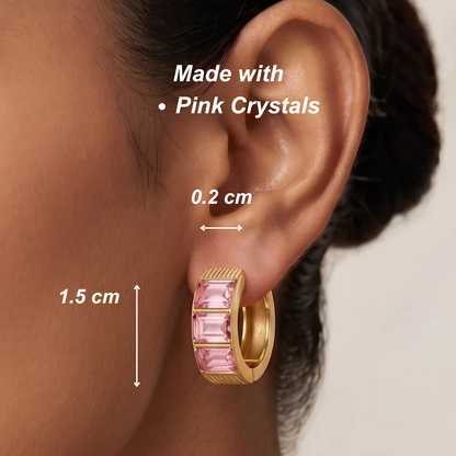 Aira Crystal Hoops - Pink