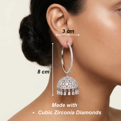 Classic diamond Jhumkas - Silver