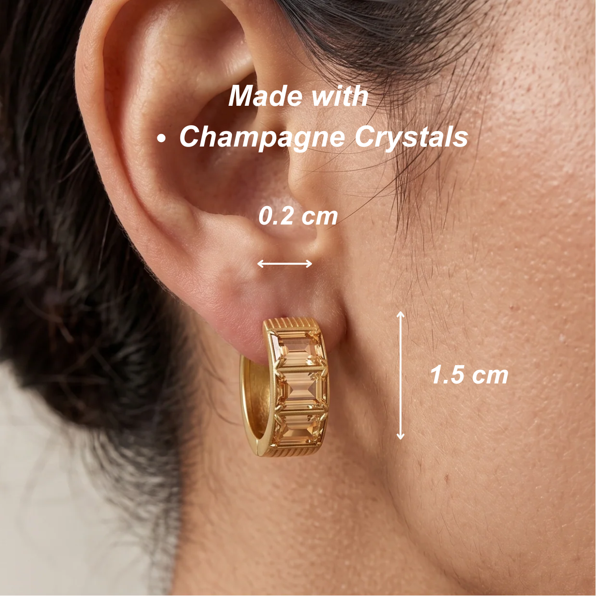 Aira Crystal Hoops - Champagne