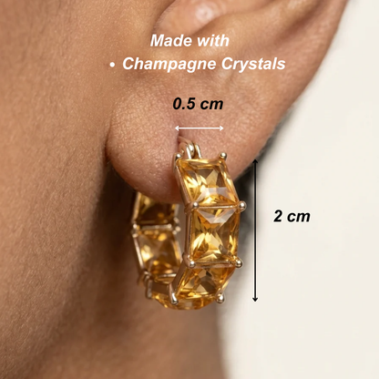 Champagne Crystal Hoops