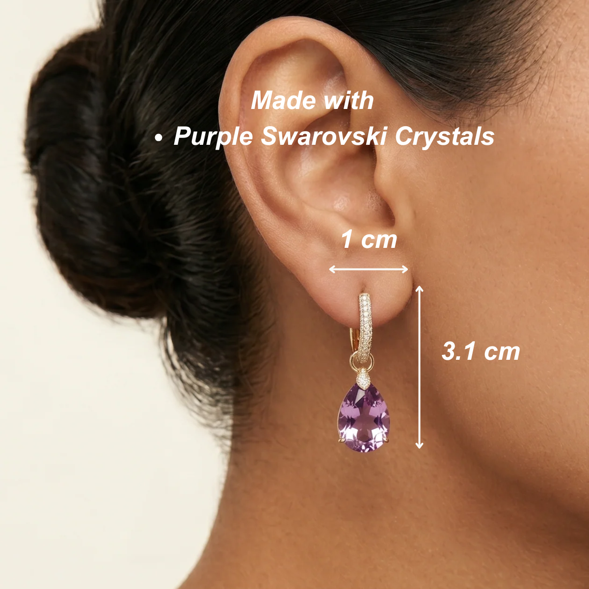 Elara 2-1 Diamond Earrings - Amethyst Purple