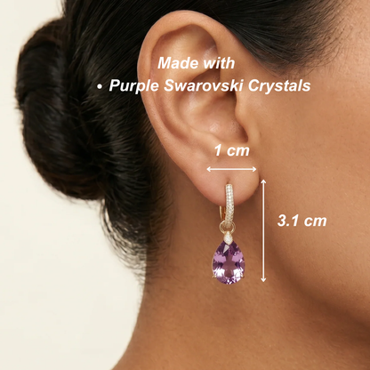 Elara 2-1 Diamond Earrings - Amethyst Purple