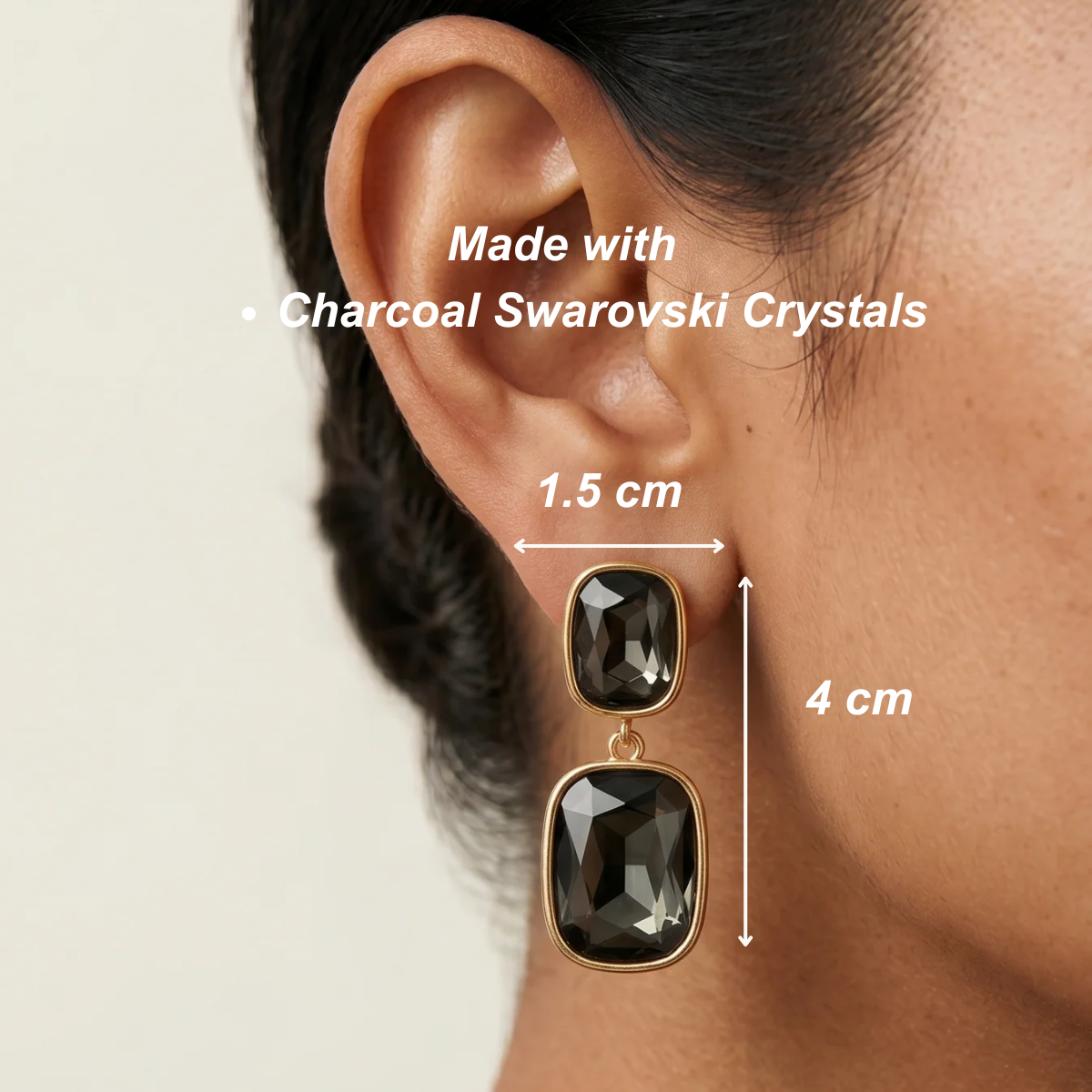 Lumiere Swarovski Earrings - Charcoal