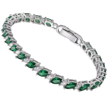 Emerald Marquise Tennis Bracelet - Silver