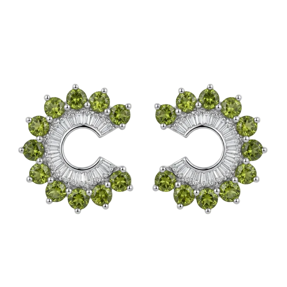 Orbit Stud Earrings - Olive Green