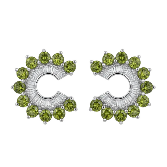 Orbit Stud Earrings - Olive Green